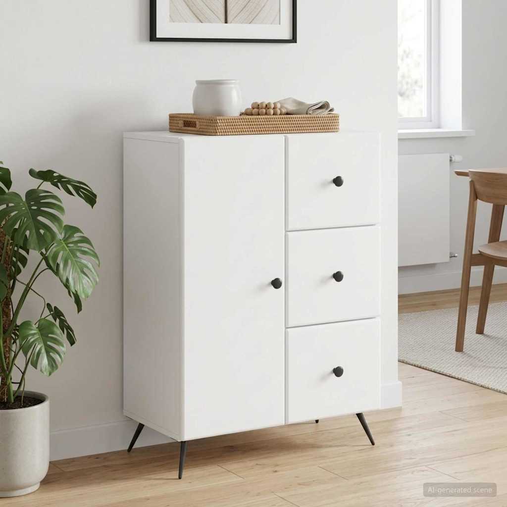 Sideboard Hvid 66 x 34,5 x 90 cm Konstrueret træ