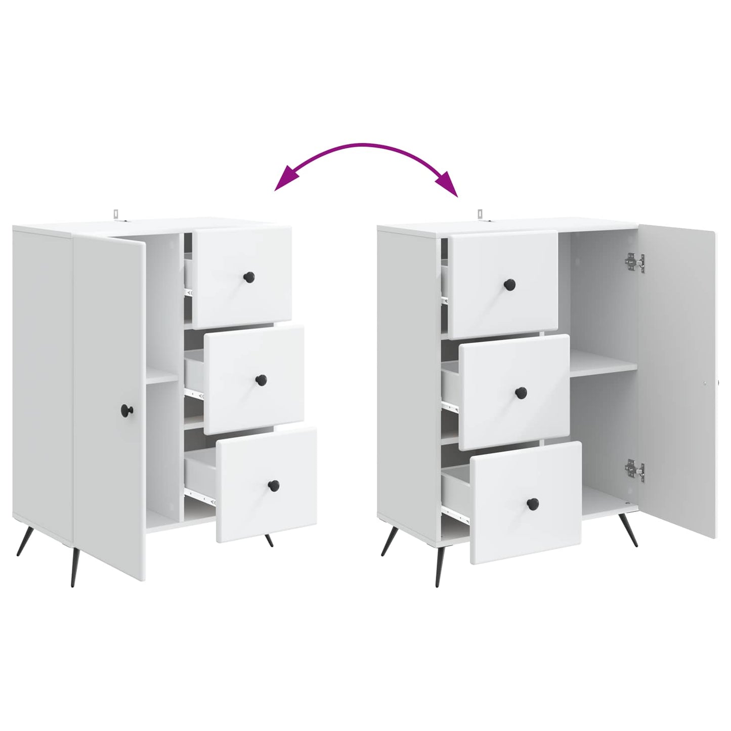 Sideboard Hvid 66 x 34,5 x 90 cm Konstrueret træ
