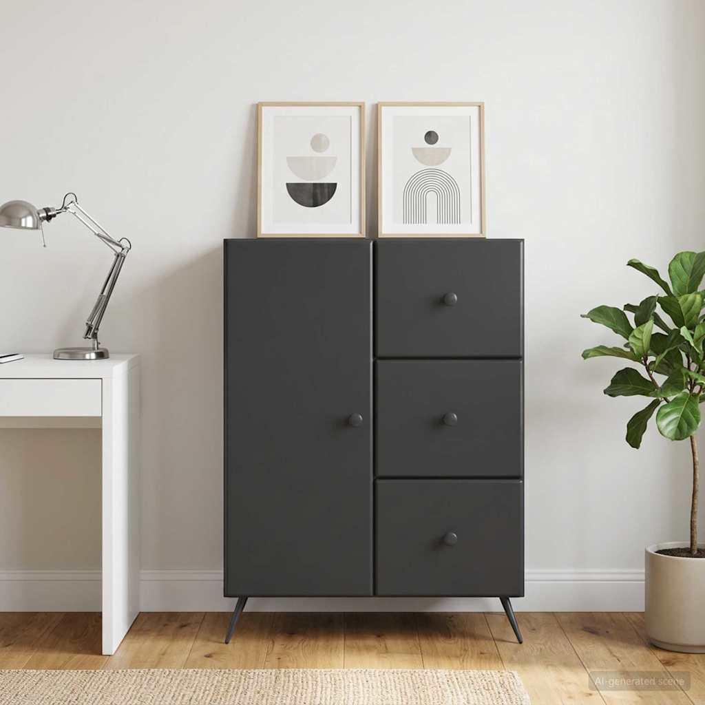 Sideboard Sort 66 x 34,5 x 90 cm Konstrueret træ