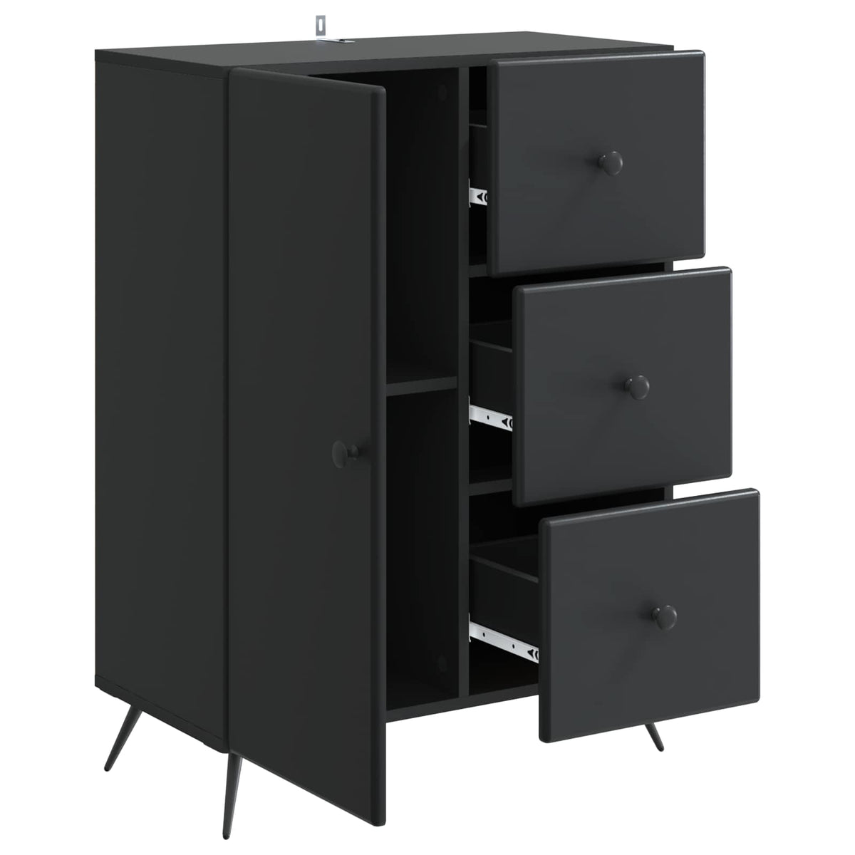 Sideboard Sort 66 x 34,5 x 90 cm Konstrueret træ