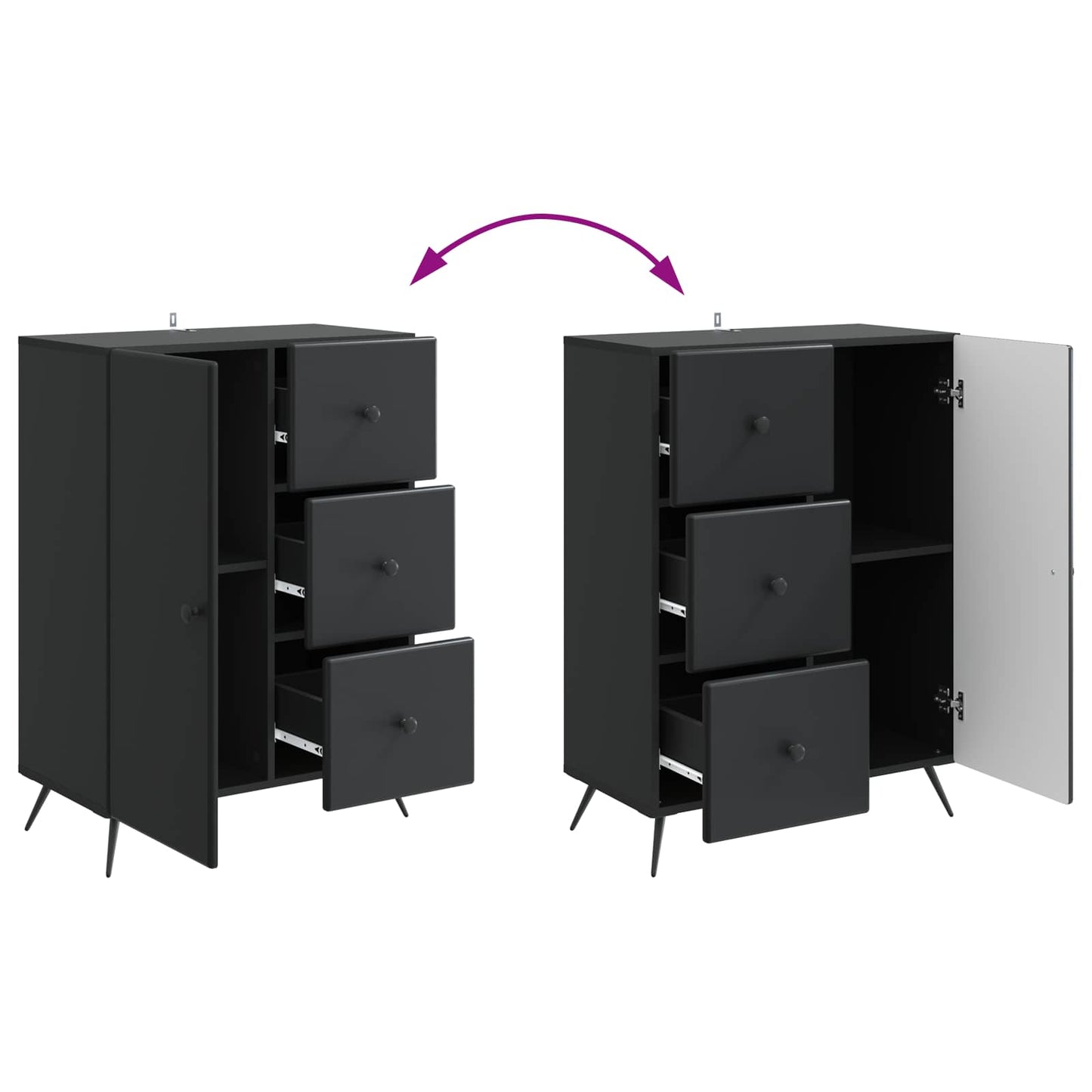 Sideboard Sort 66 x 34,5 x 90 cm Konstrueret træ