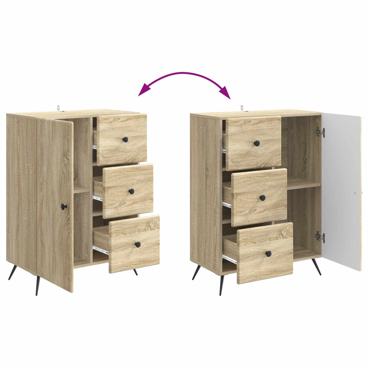 Sideboard Sonoma-eg 66 x 34,5 x 90 cm Konstrueret træ
