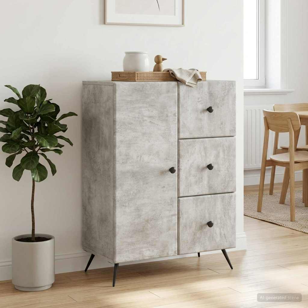 Sideboard Betongrå 66 x 34,5 x 90 cm Konstrueret træ