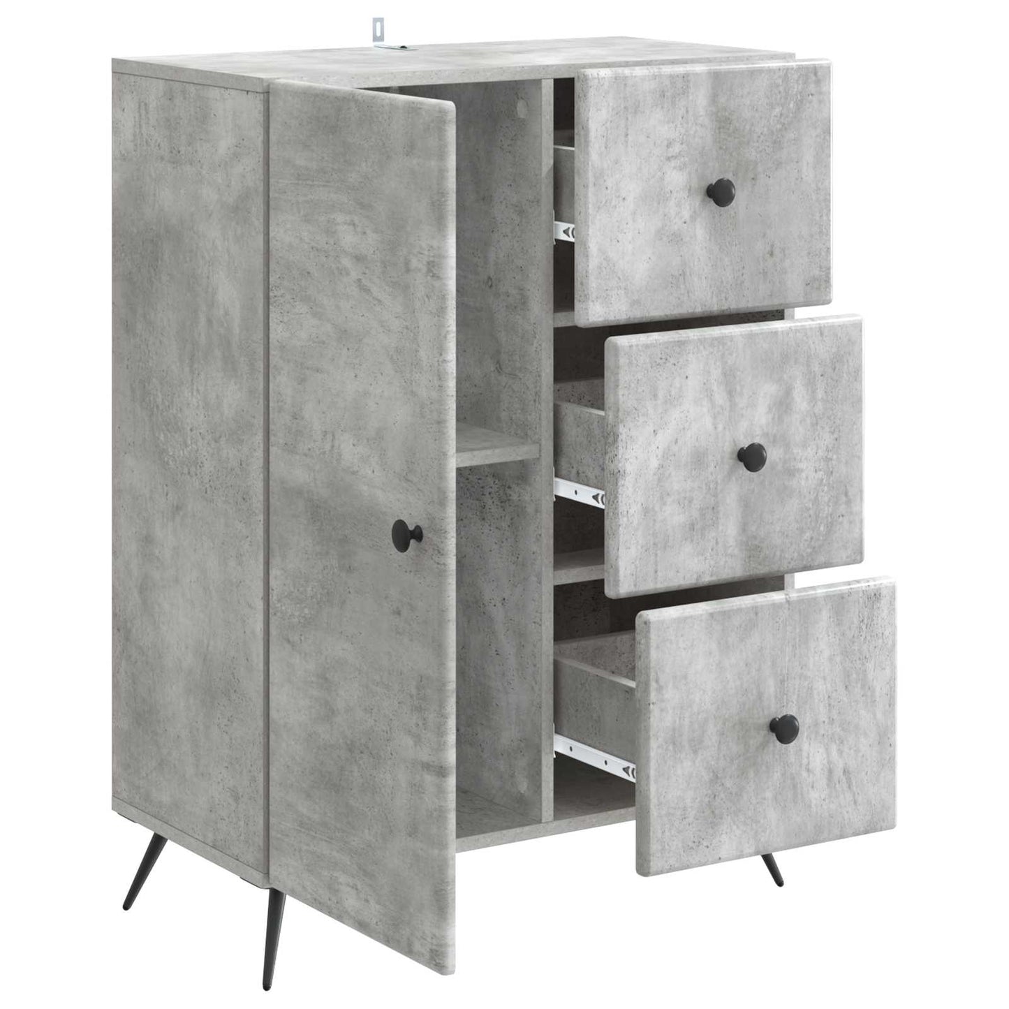 Sideboard Betongrå 66 x 34,5 x 90 cm Konstrueret træ