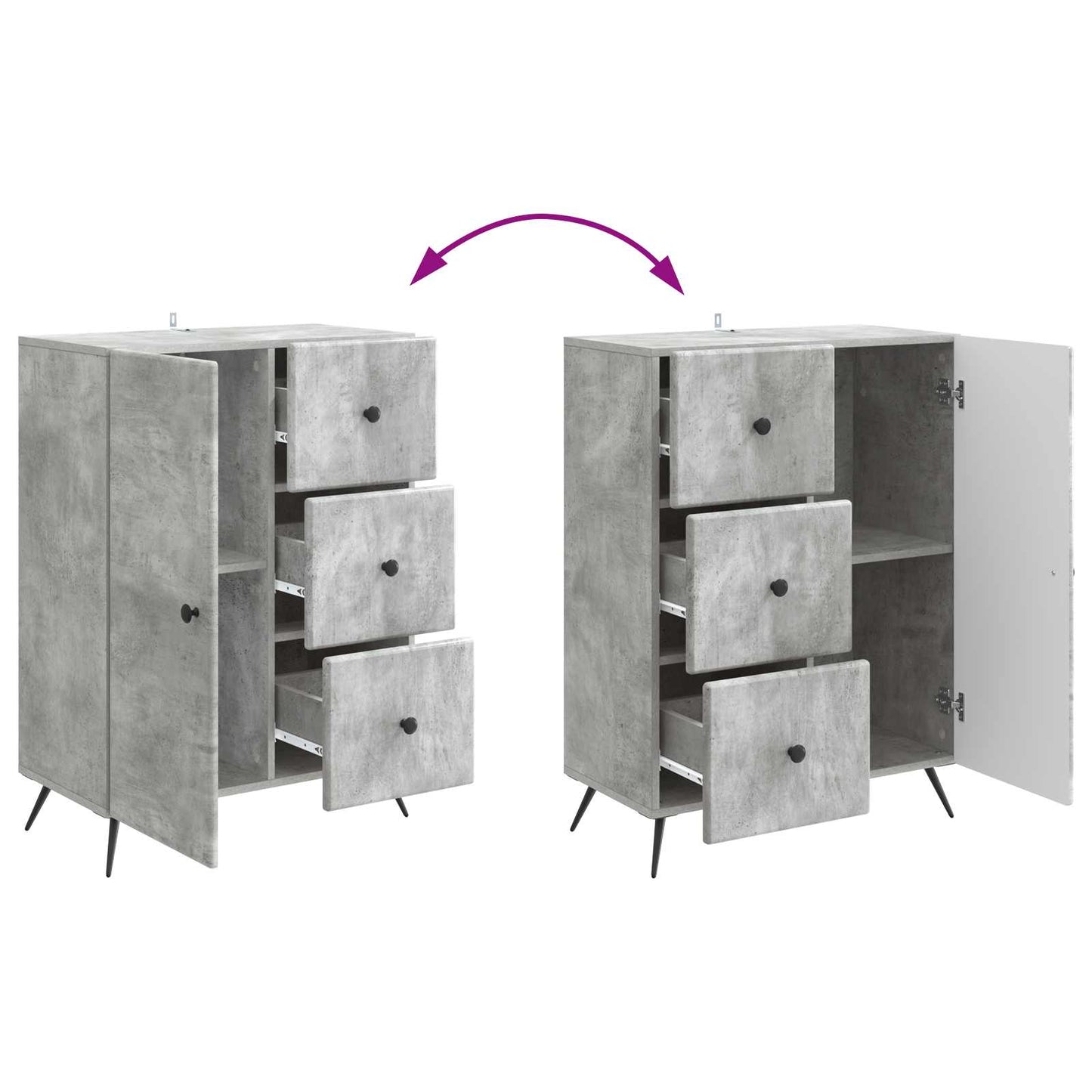 Sideboard Betongrå 66 x 34,5 x 90 cm Konstrueret træ