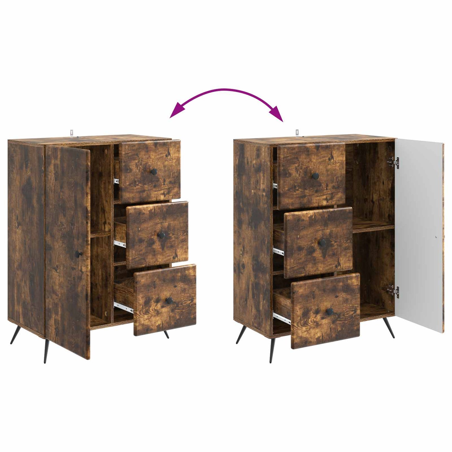 Sideboard Røget eg 66 x 34,5 x 90 cm Konstrueret træ