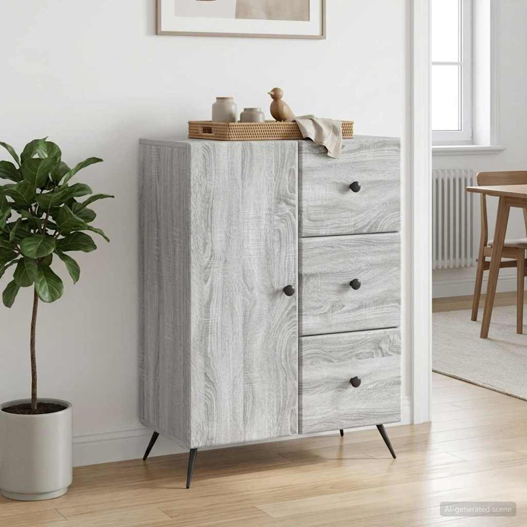 Sideboard Grå sonoma-eg 66 x 34,5 x 90 cm Konstrueret træ