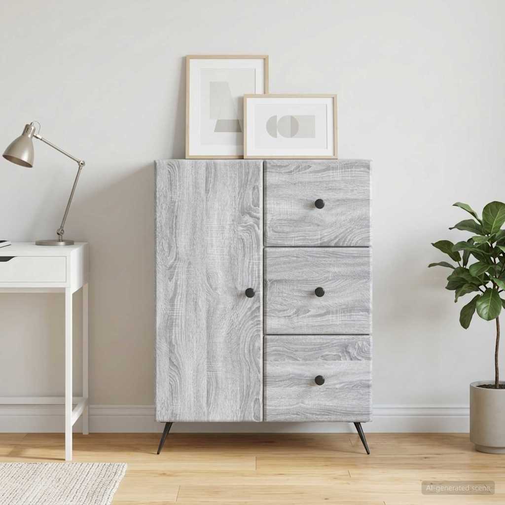 Sideboard Grå sonoma-eg 66 x 34,5 x 90 cm Konstrueret træ