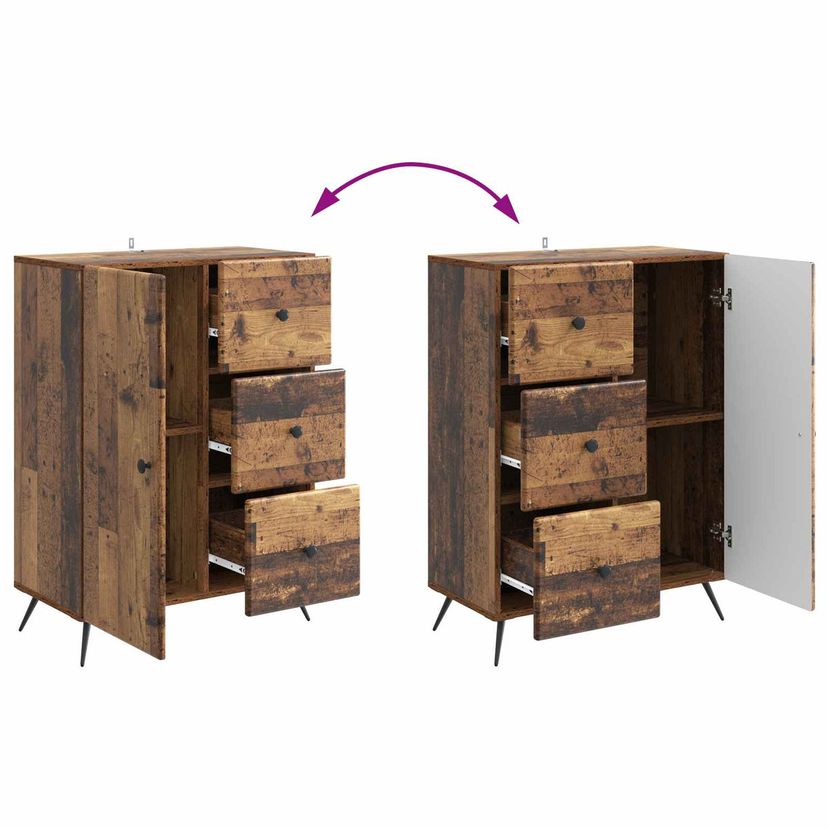 Sideboard Gammelt træ 66 x 34,5 x 90 cm Konstrueret træ