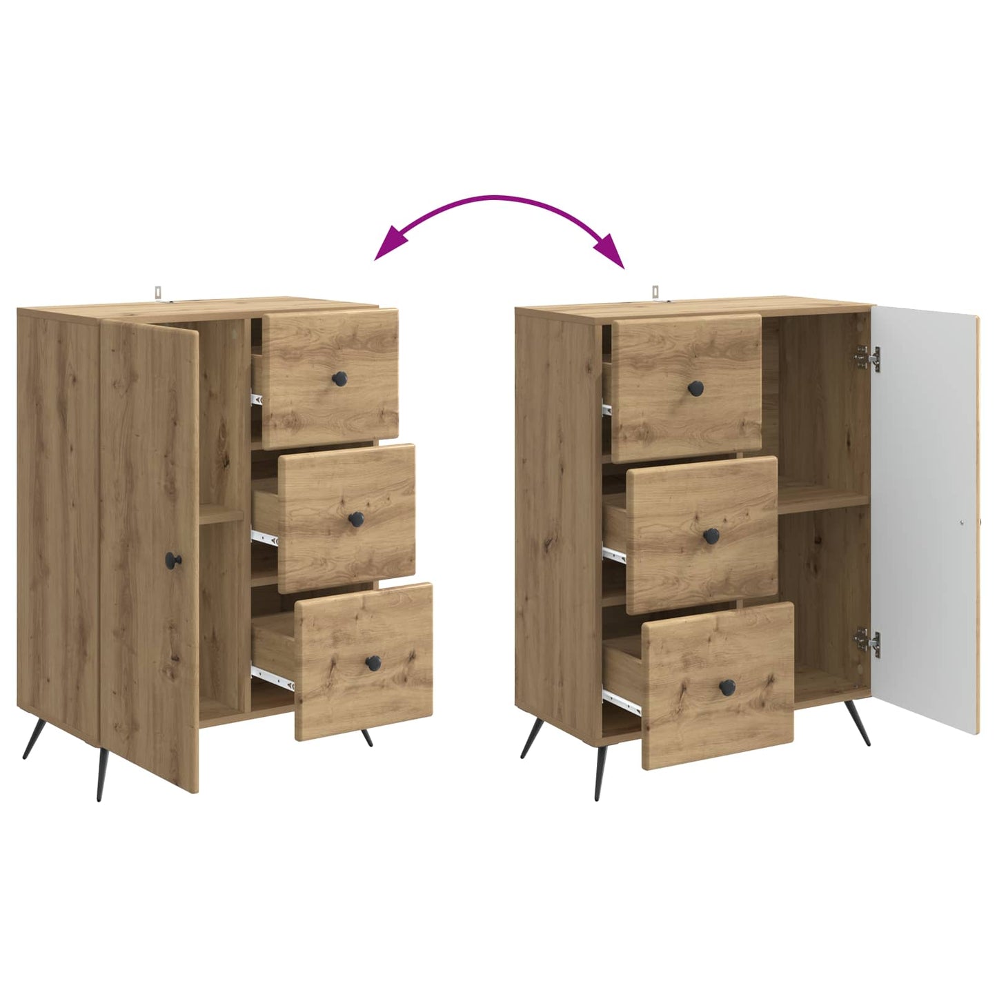 Sideboard Artisan-eg 66 x 34,5 x 90 cm Konstrueret træ