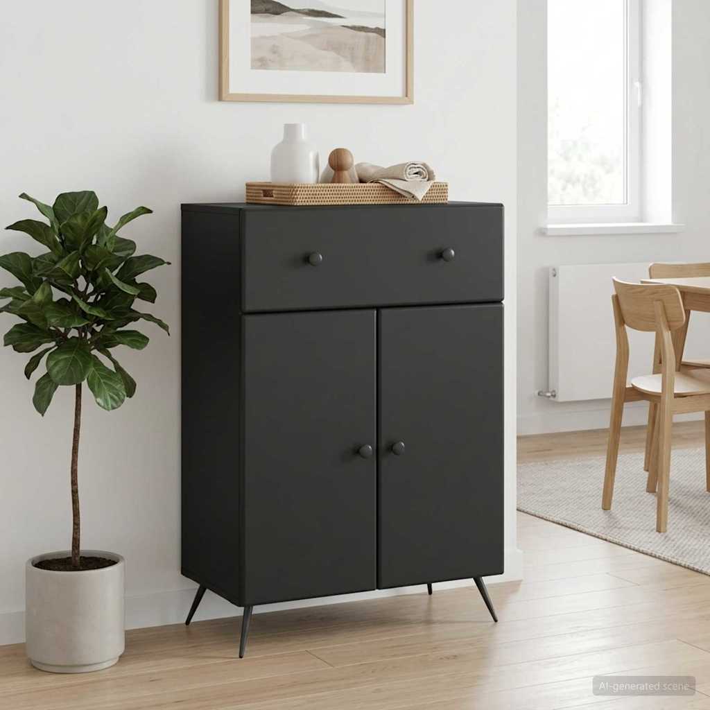 Sideboard Sort 66 x 34,5 x 90 cm Konstrueret træ