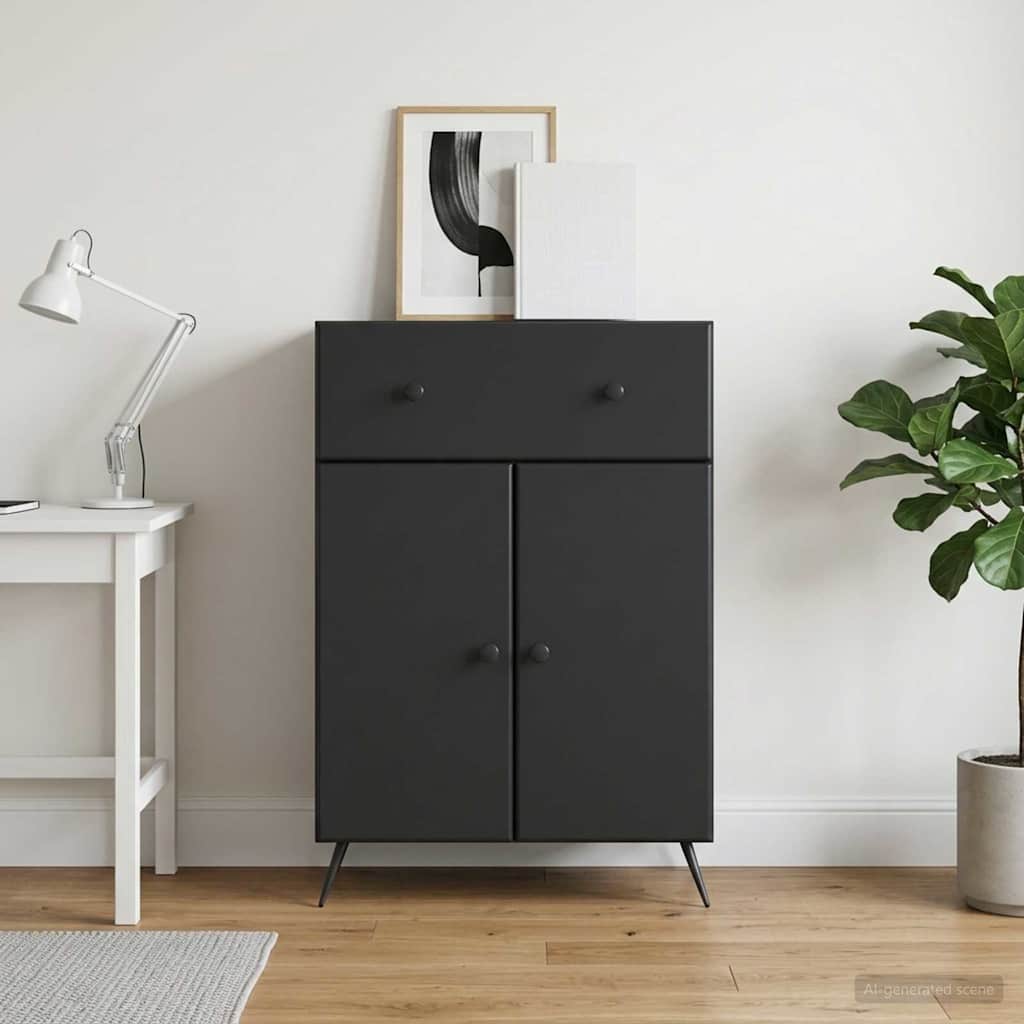 Sideboard Sort 66 x 34,5 x 90 cm Konstrueret træ