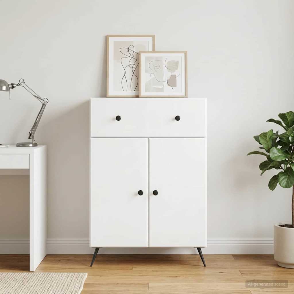 Sideboard Hvid højglans 66 x 34,5 x 90 cm Konstrueret træ