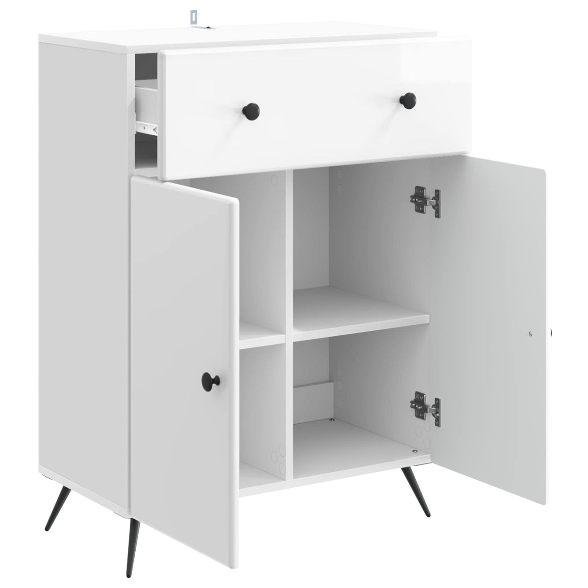 Sideboard Hvid højglans 66 x 34,5 x 90 cm Konstrueret træ