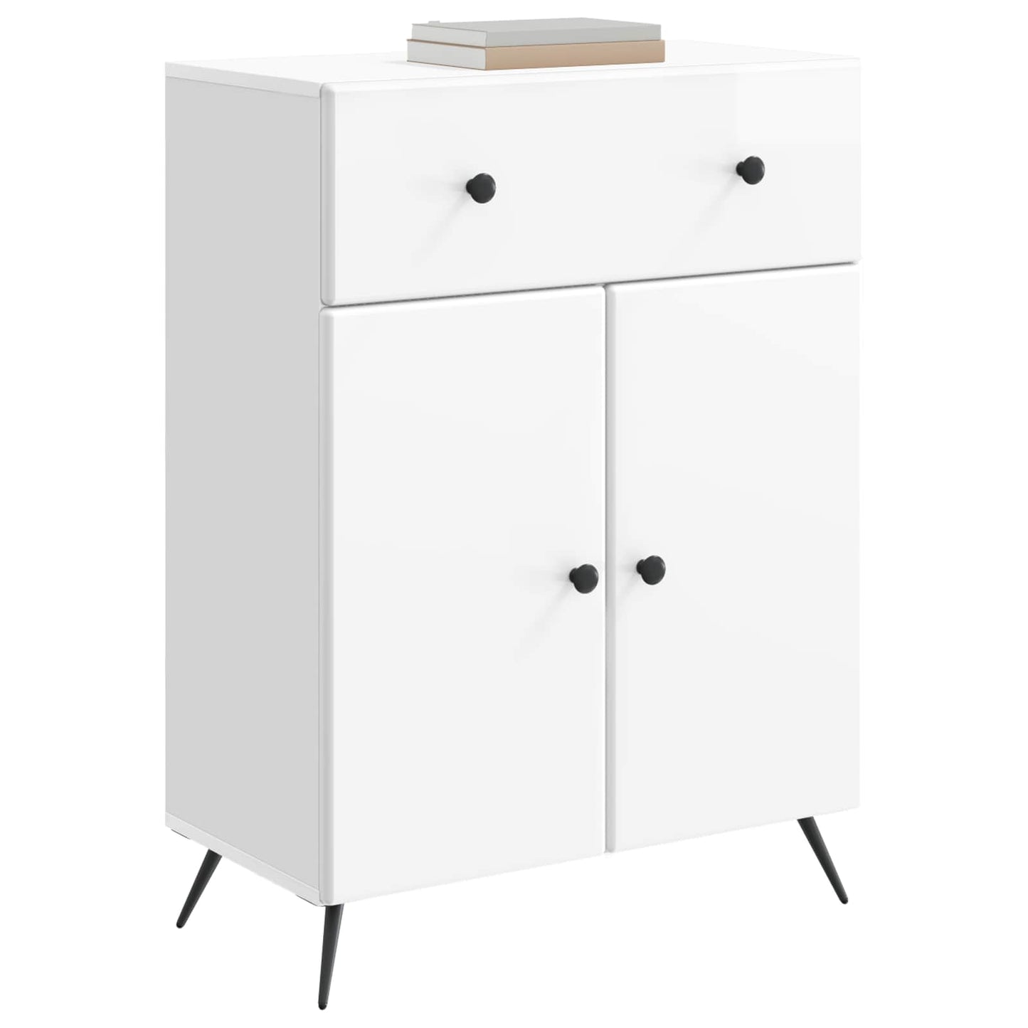 Sideboard Hvid højglans 66 x 34,5 x 90 cm Konstrueret træ