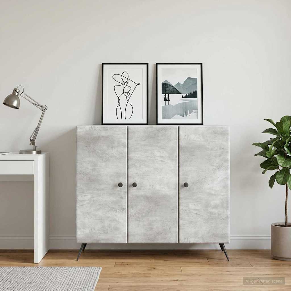 Sideboard Betongrå 89 x 34,5 x 80 cm Konstrueret træ