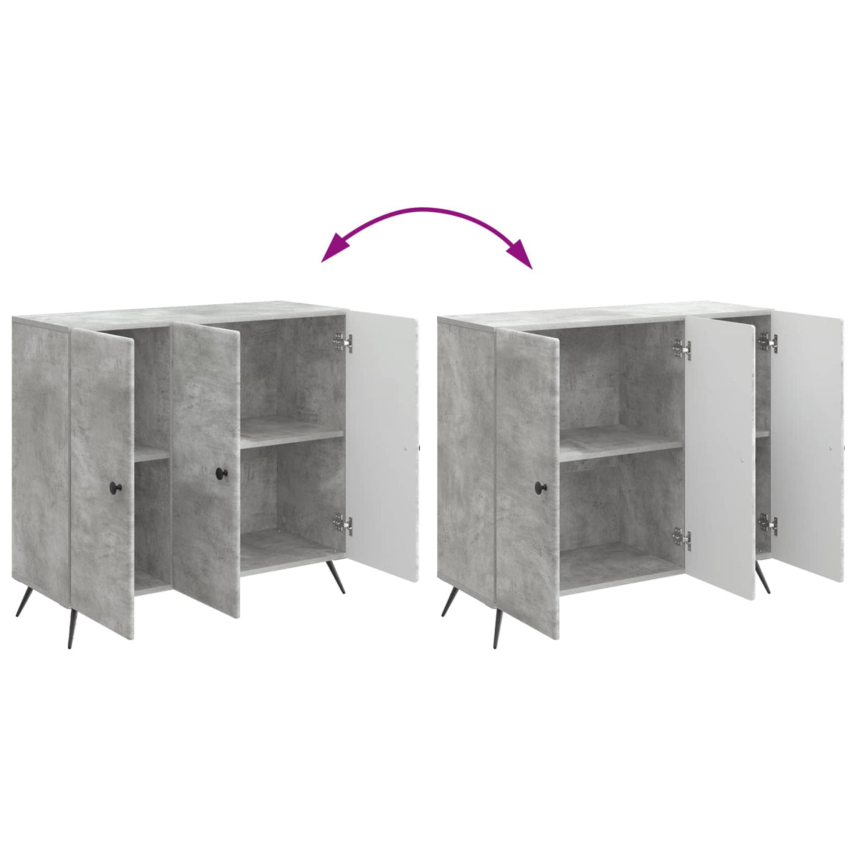 Sideboard Betongrå 89 x 34,5 x 80 cm Konstrueret træ