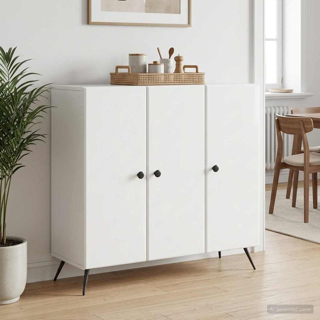 Sideboard Hvid højglans 89 x 34,5 x 80 cm Konstrueret træ