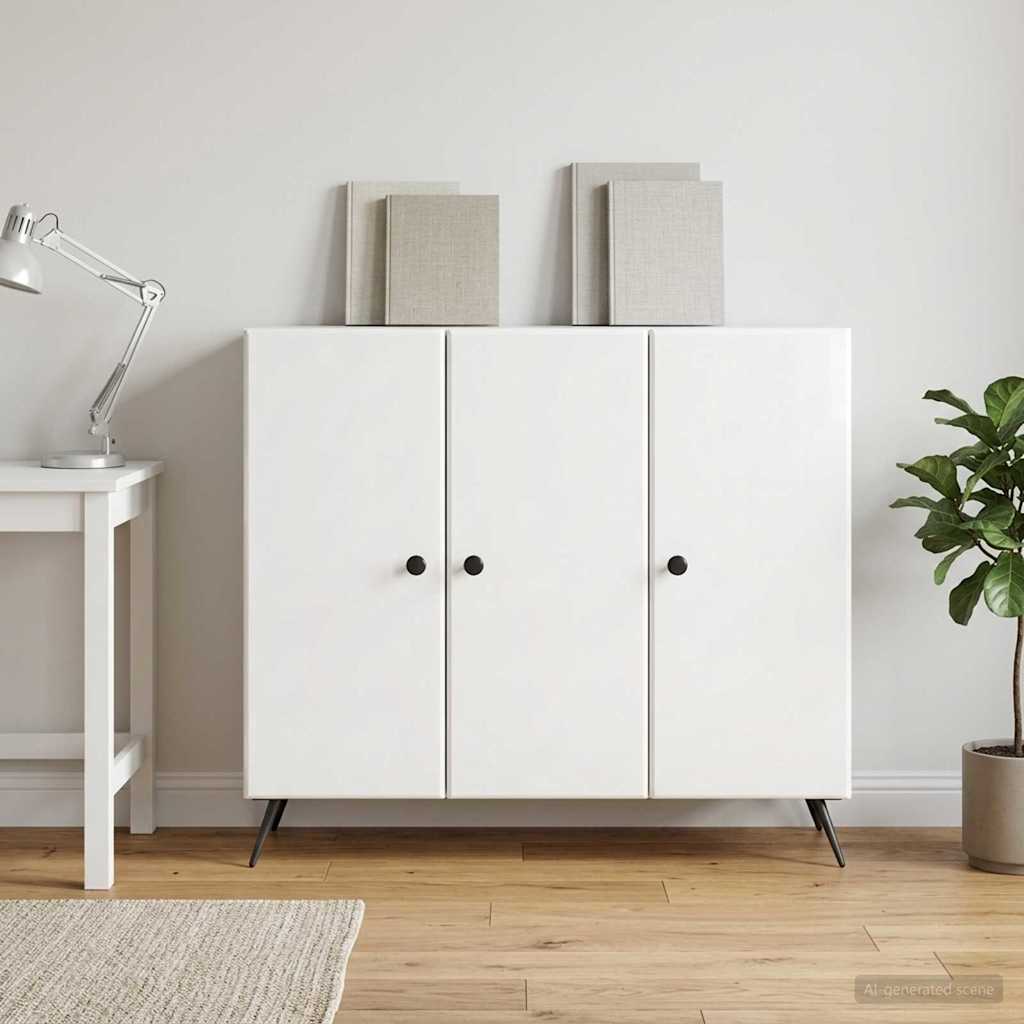 Sideboard Hvid højglans 89 x 34,5 x 80 cm Konstrueret træ