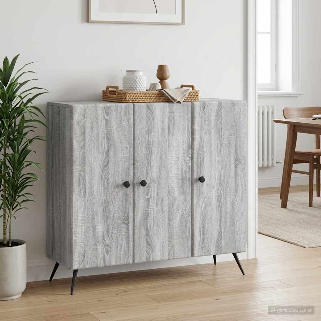Sideboard Grå sonoma-eg 89 x 34,5 x 80 cm Konstrueret træ