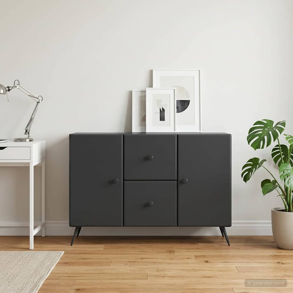 Sideboard med skuffe Sort 89 x 34,5 x 60 cm Konstrueret træ