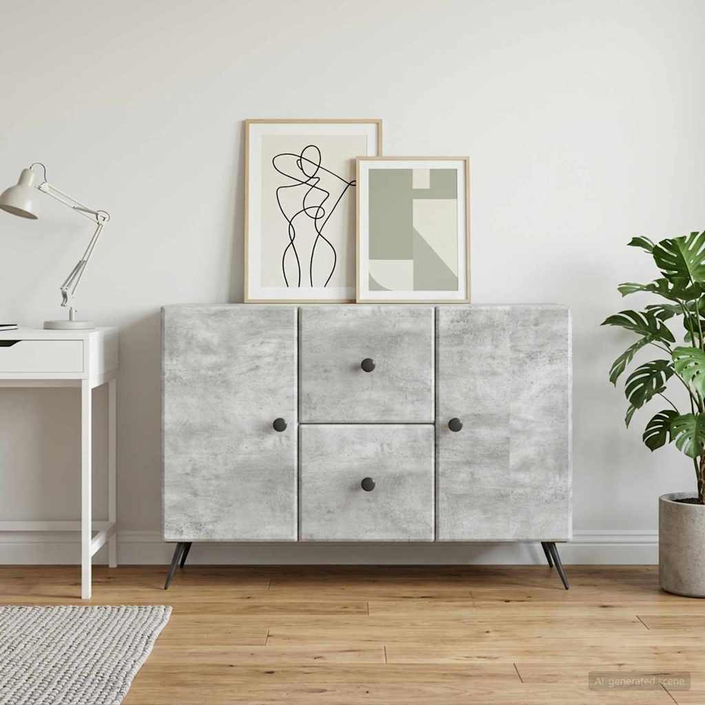 Sideboard Betongrå 89 x 34,5 x 60 cm Konstrueret træ
