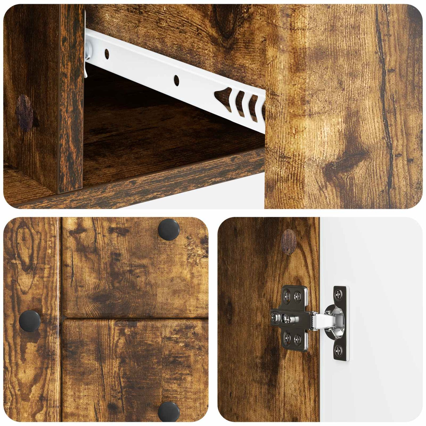Sideboard med skuffe Røget eg 89 x 34,5 x 60 cm Konstrueret træ