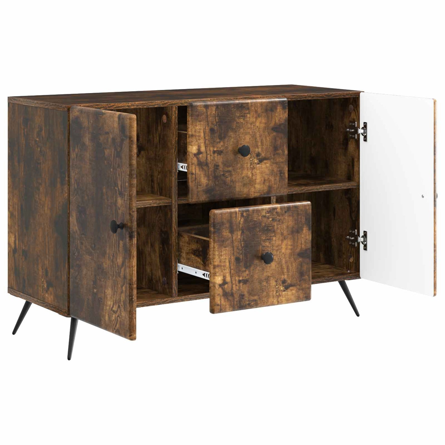 Sideboard med skuffe Røget eg 89 x 34,5 x 60 cm Konstrueret træ