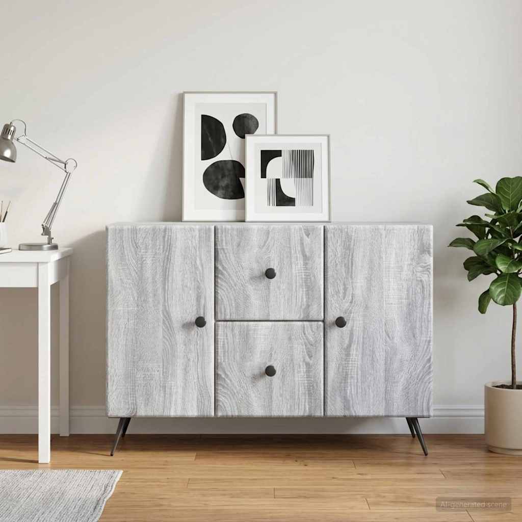 Sideboard Grå sonoma-eg 89 x 34,5 x 60 cm Konstrueret træ