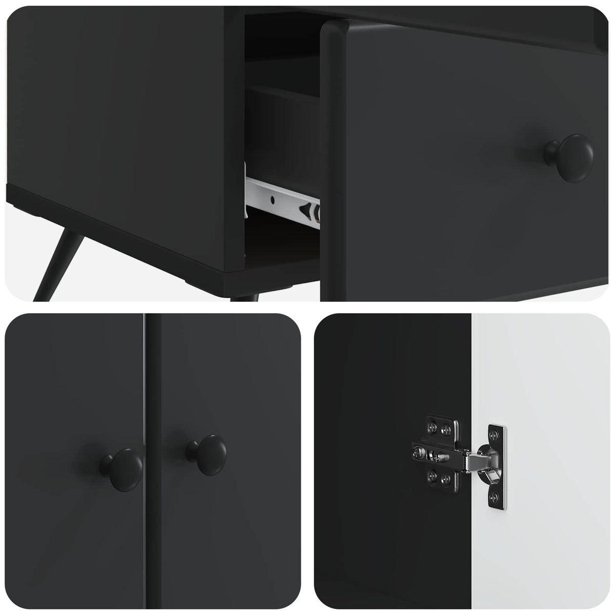 Sideboard Sort 66 x 34,5 x 95 cm Konstrueret træ