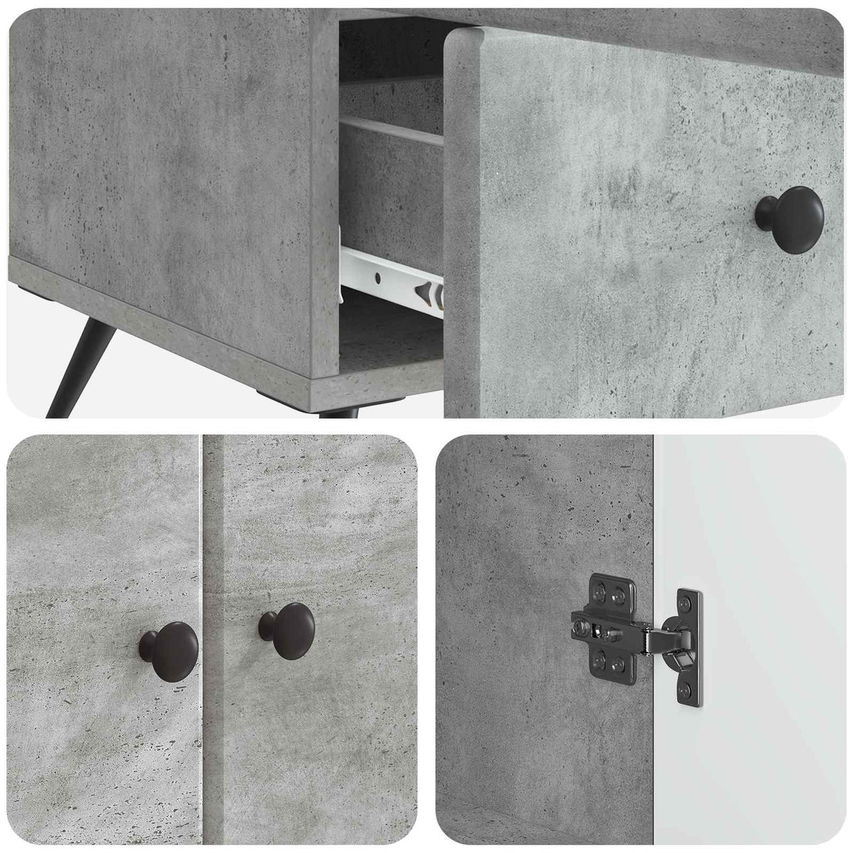Sideboard Betongrå 66 x 34,5 x 95 cm Konstrueret træ