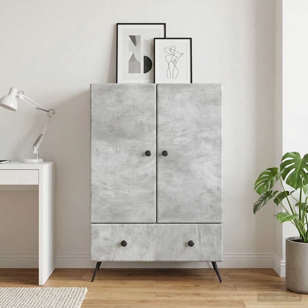 Sideboard Betongrå 66 x 34,5 x 95 cm Konstrueret træ