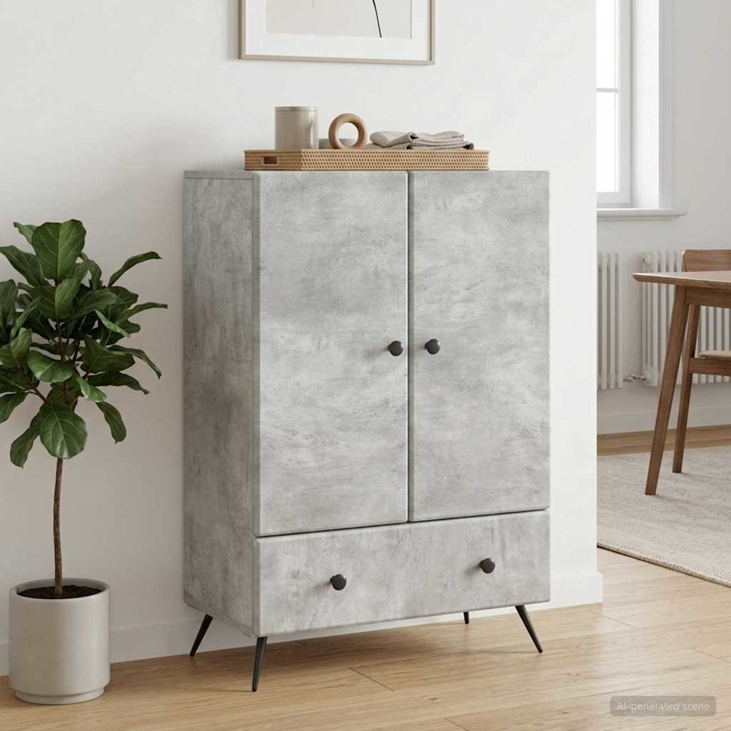 Sideboard Betongrå 66 x 34,5 x 95 cm Konstrueret træ