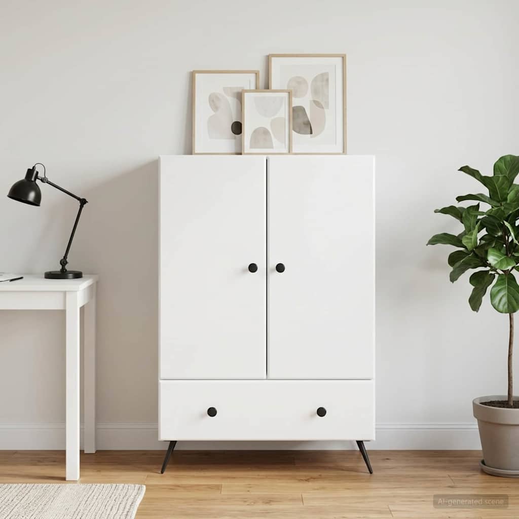Sideboard Hvid højglans 66 x 34,5 x 95 cm Konstrueret træ