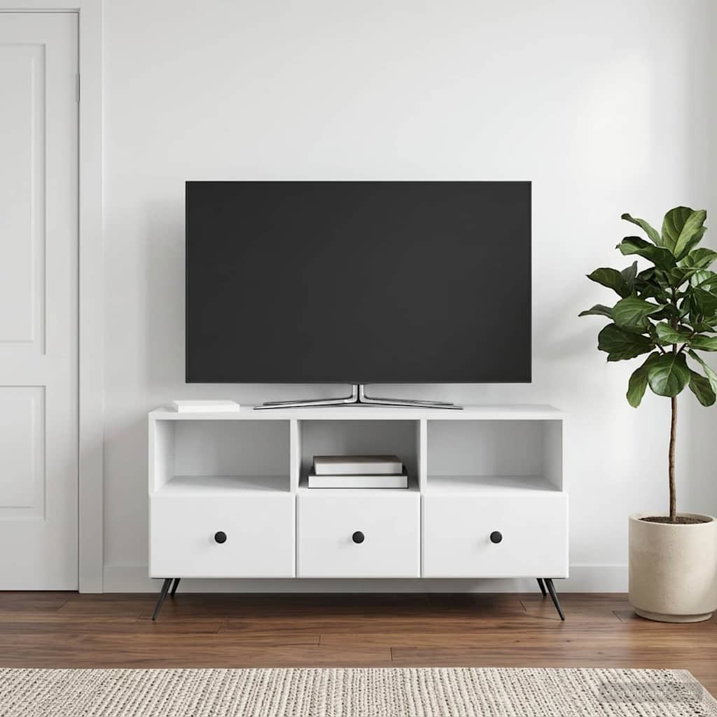TV-skab med skuffe Hvid 102 x 34,5 x 50 cm Konstrueret træ