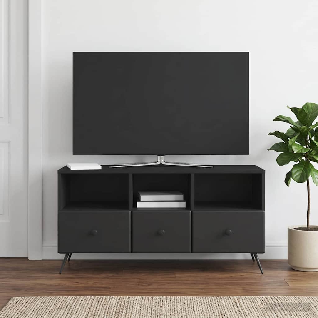 TV-skab med skuffe Sort 102 x 34,5 x 50 cm Konstrueret træ