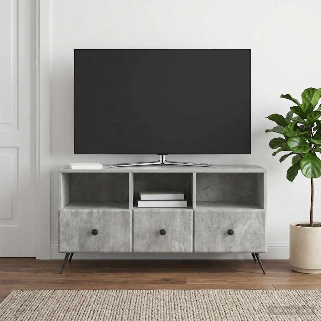TV-skab med skuffe Betongrå 102 x 34,5 x 50 cm Konstrueret træ