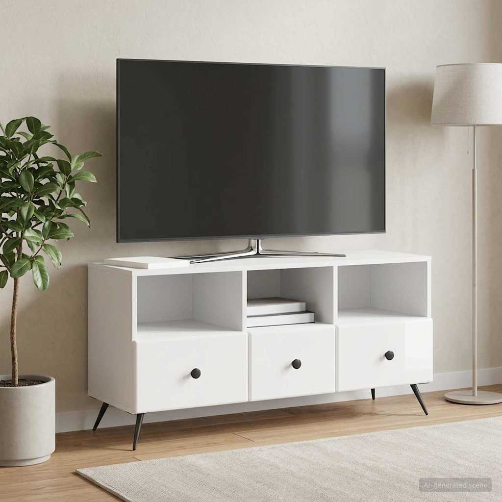 TV-skab Hvid højglans 102 x 34,5 x 50 cm Konstrueret træ
