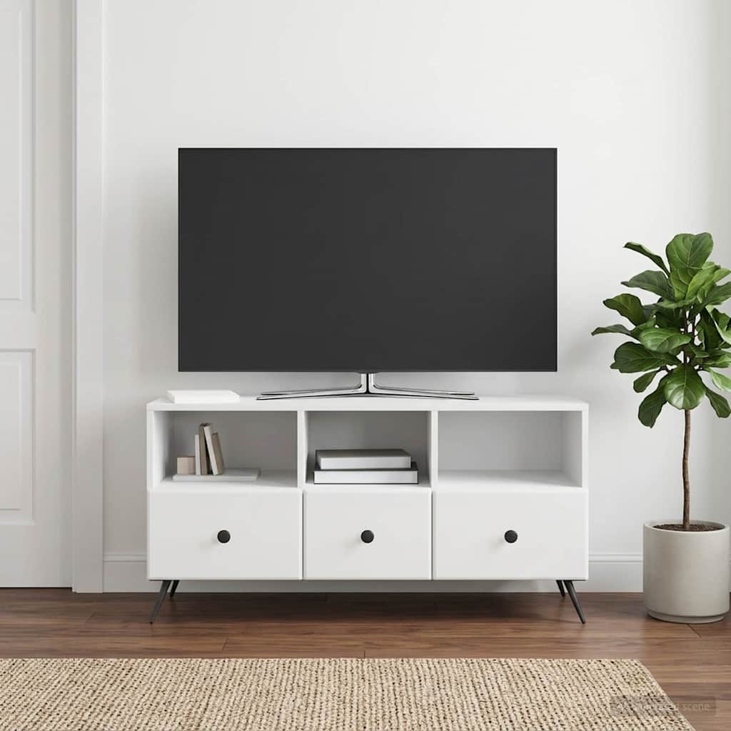 TV-skab Hvid højglans 102 x 34,5 x 50 cm Konstrueret træ