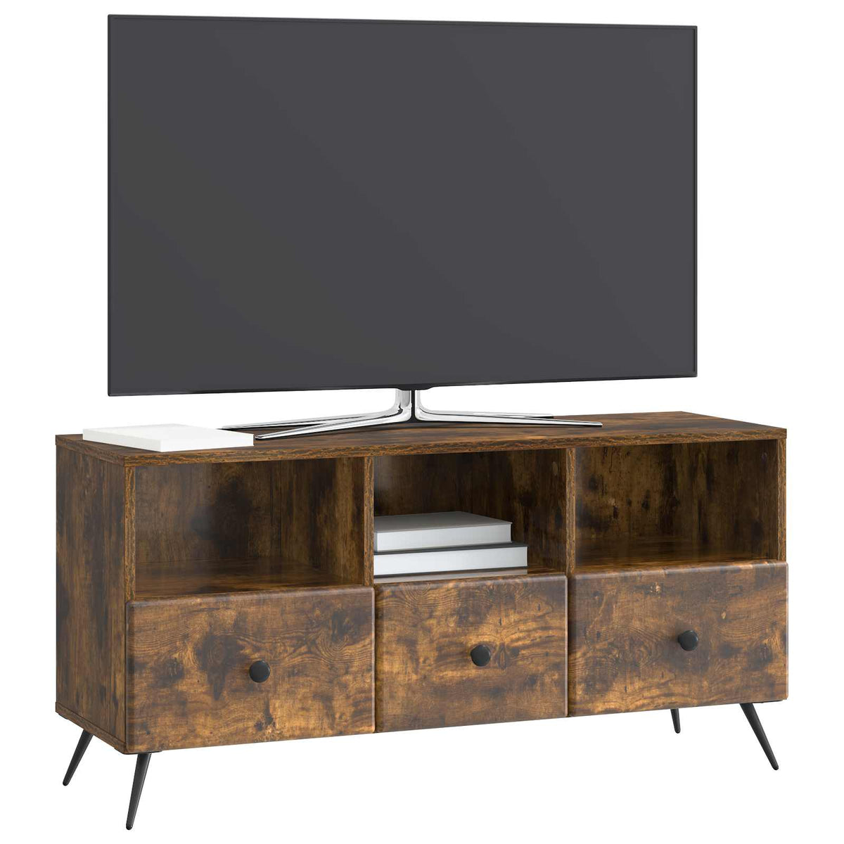 TV-skab med skuffe Røget eg 102 x 34,5 x 50 cm Konstrueret træ