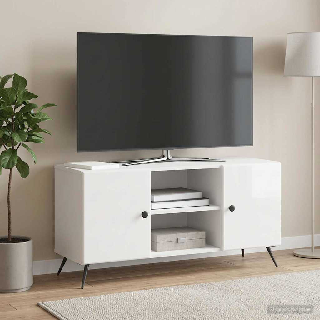 TV-skab 102 x 34,5 x 50 cm Hvid højglans Konstrueret træ
