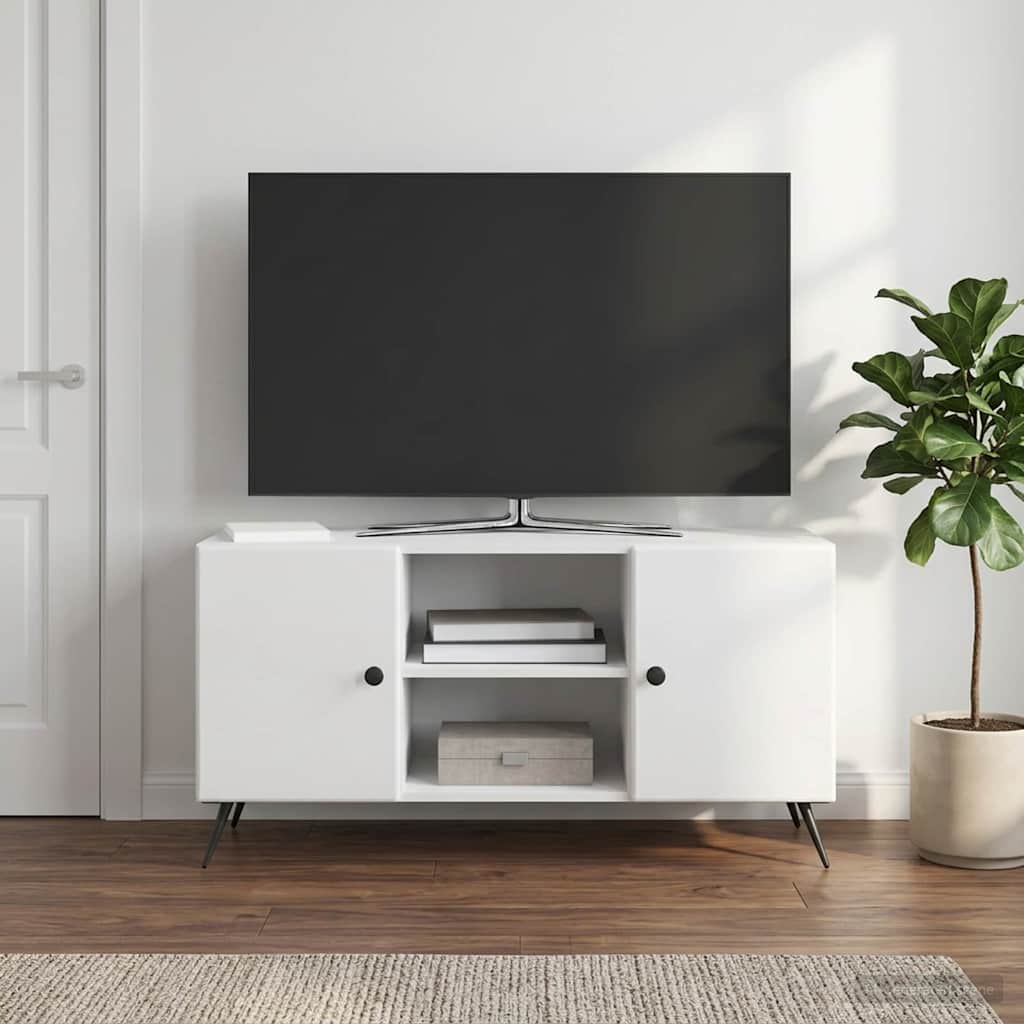 TV-skab 102 x 34,5 x 50 cm Hvid højglans Konstrueret træ