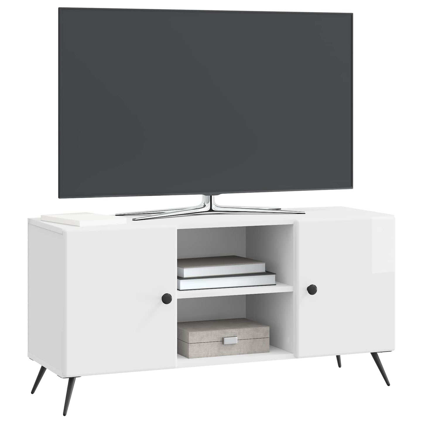 TV-skab 102 x 34,5 x 50 cm Hvid højglans Konstrueret træ