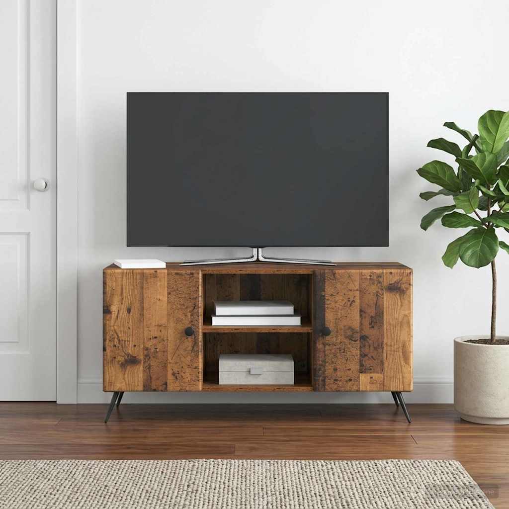 TV-skab 102 x 34,5 x 50 cm Gammelt træ Konstrueret træ
