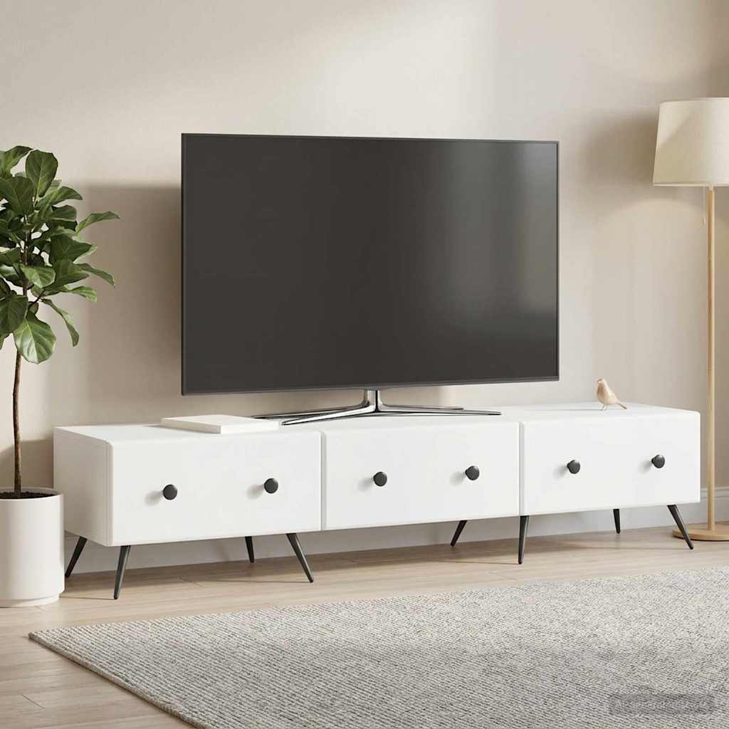 TV-skab med skuffe Hvid 147 x 34,5 x 30 cm Konstrueret træ
