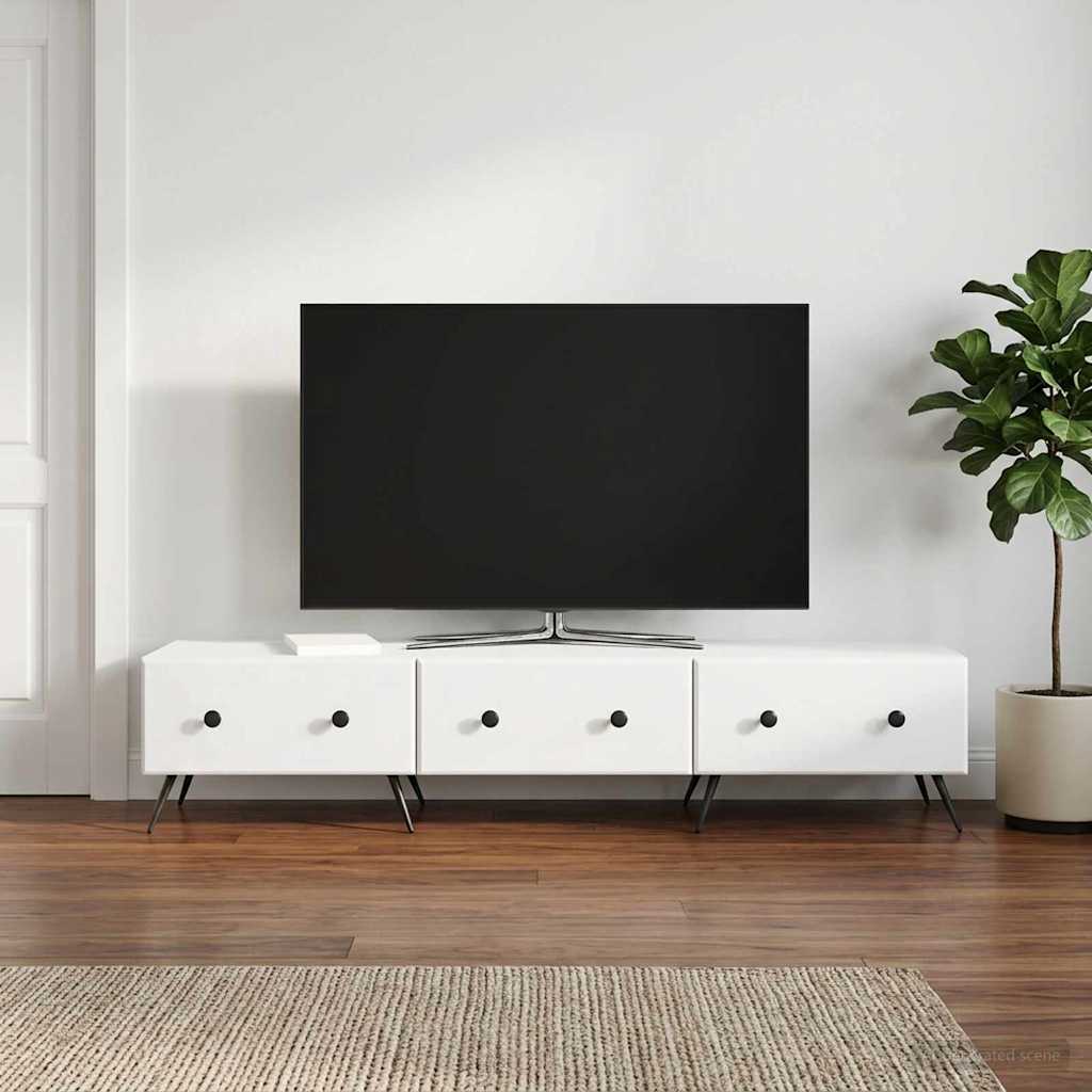 TV-skab med skuffe Hvid 147 x 34,5 x 30 cm Konstrueret træ