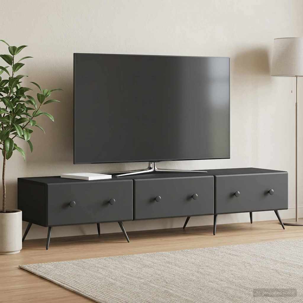 TV-skab med skuffe Sort 147 x 34,5 x 30 cm Konstrueret træ