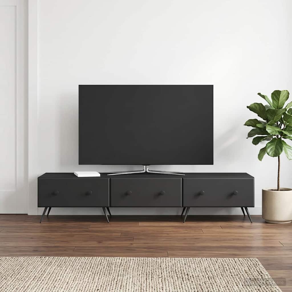 TV-skab med skuffe Sort 147 x 34,5 x 30 cm Konstrueret træ