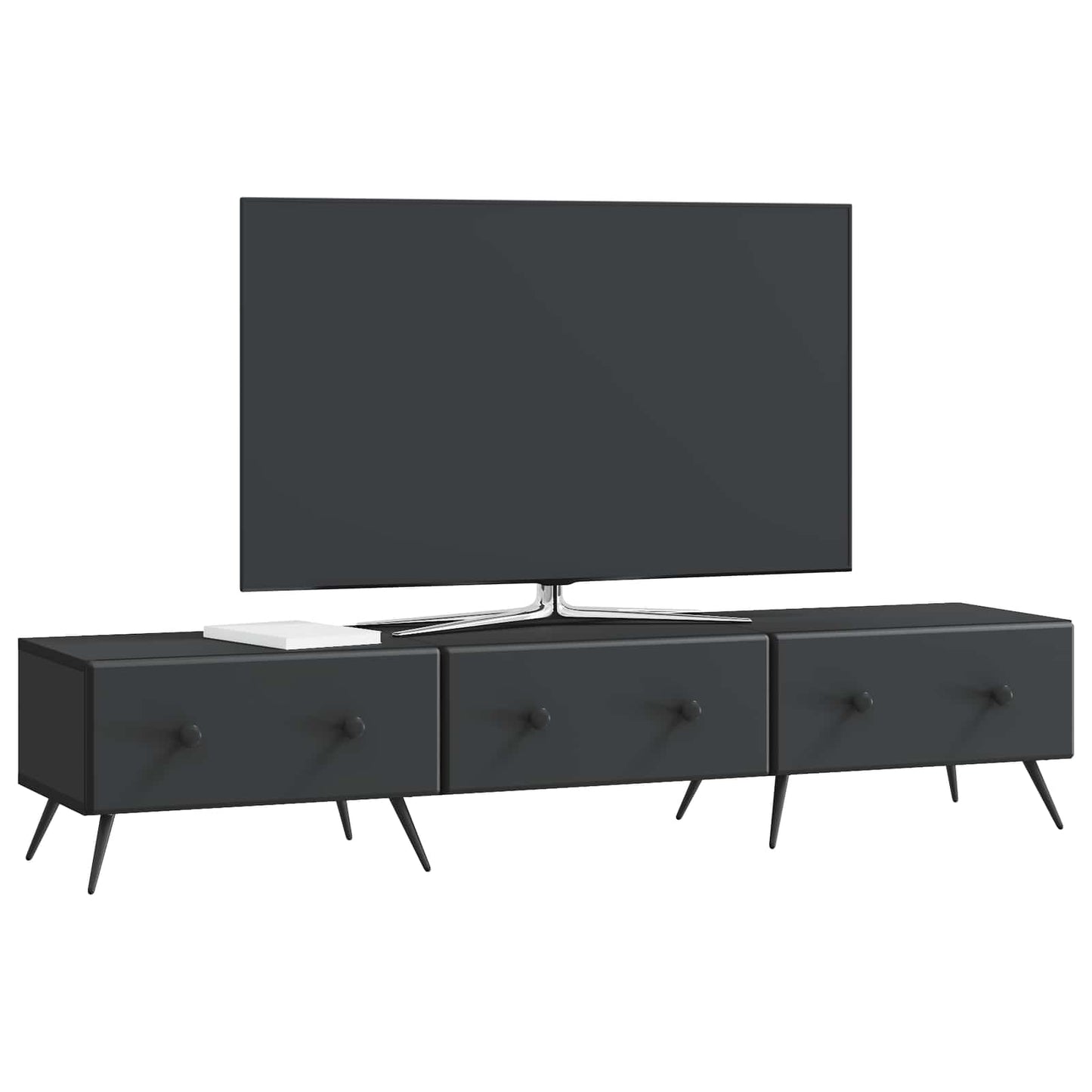 TV-skab med skuffe Sort 147 x 34,5 x 30 cm Konstrueret træ