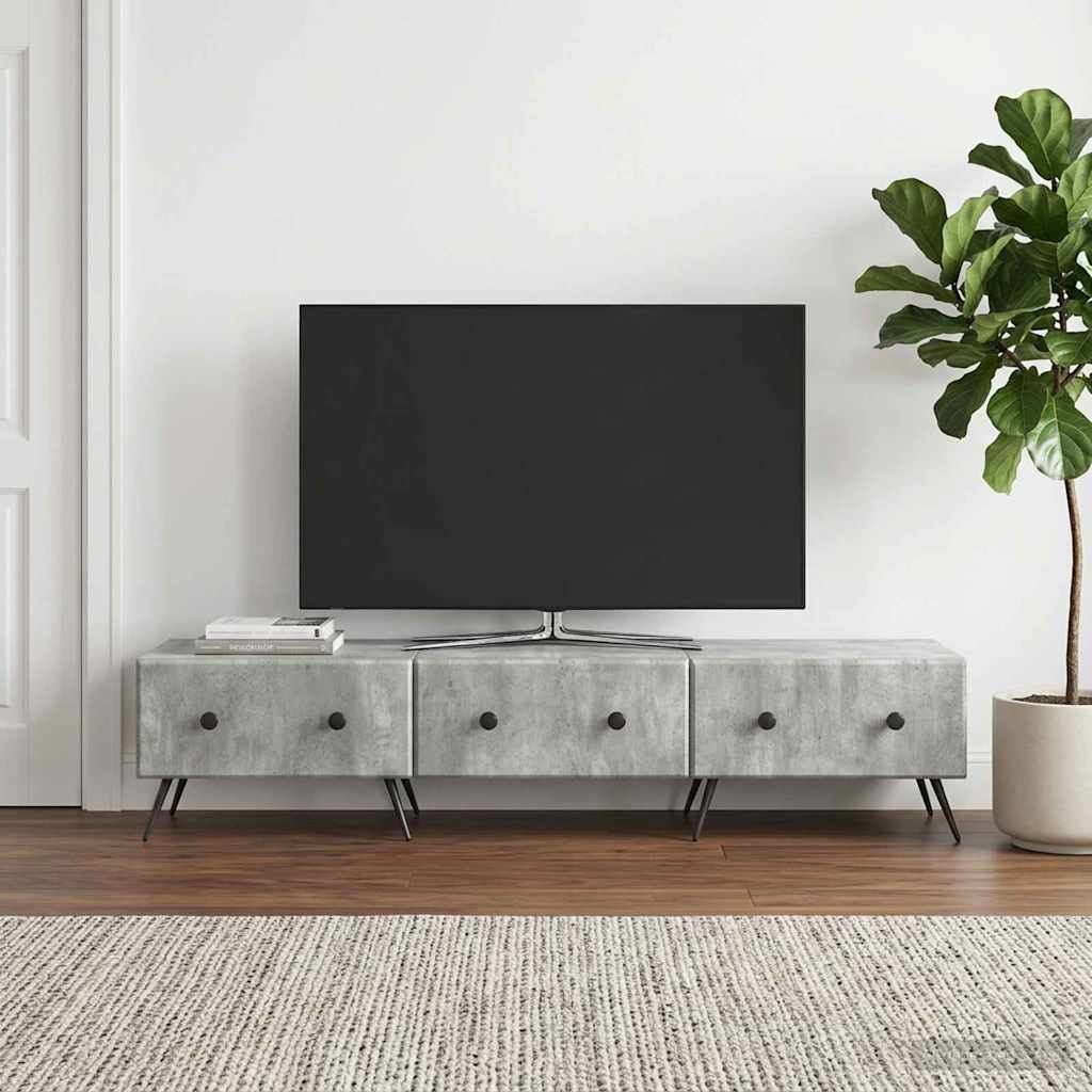 TV-skab med skuffe Betongrå 147 x 34,5 x 30 cm Konstrueret træ